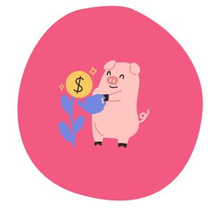 Schwein gießt Geldpflanze